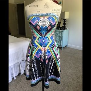 Flying Tomato Strapless Geometric Print Dress